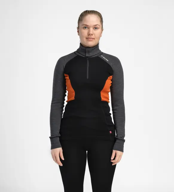WarmWool polo W's Jet Black/Marengo/Gold Flame S 
