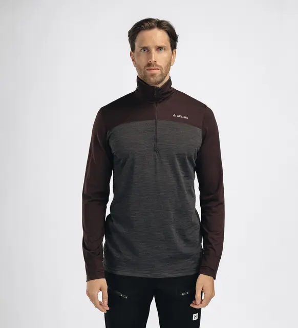 LightWool 180 Polo w/ zip M's Chocolate Plum / Marengo M 