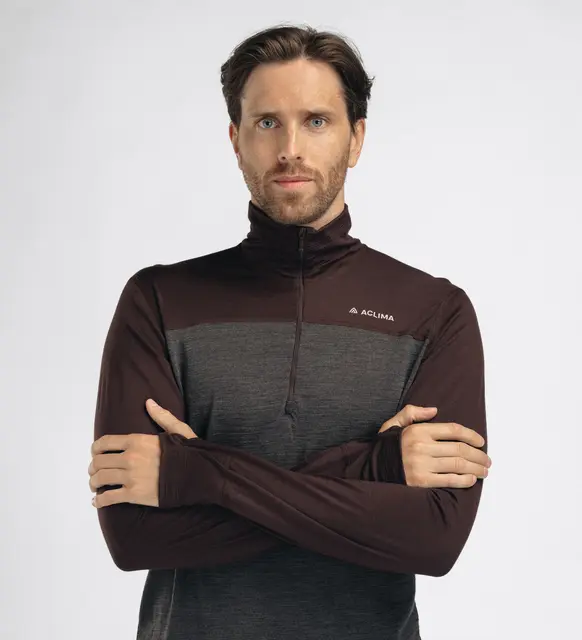 LightWool 180 Polo w/ zip M's Chocolate Plum / Marengo M 